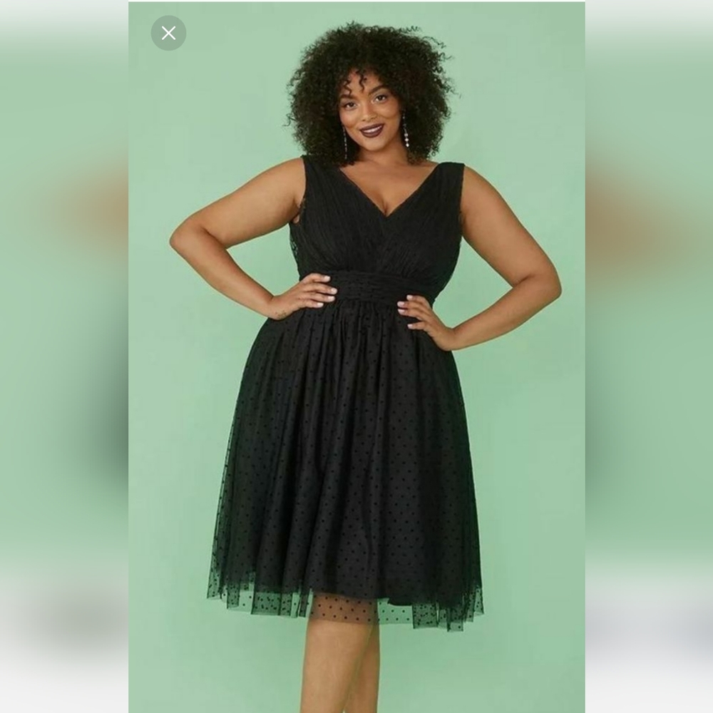 Plus size 16 Modcloth Black Party Dress polka dot women's